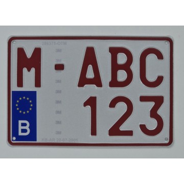 PLAQUE RUBIS ALUMINIUM  emboutie à chaud  ,  format moto
