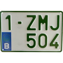 PLAQUE VERTE    ALUMINIUM  emboutie à chaud  ,  format moto