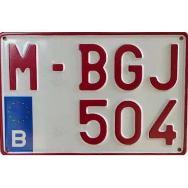 PLAQUE RUBIS ALUMINIUM emboutie à chaud, format Moto , 21 cm x 14 cm