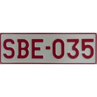 PLAQUES RUBIS ALUMINIUM  emboutie à chaud,  format Trente-Quatre x Onze (34cm x 11 cm)